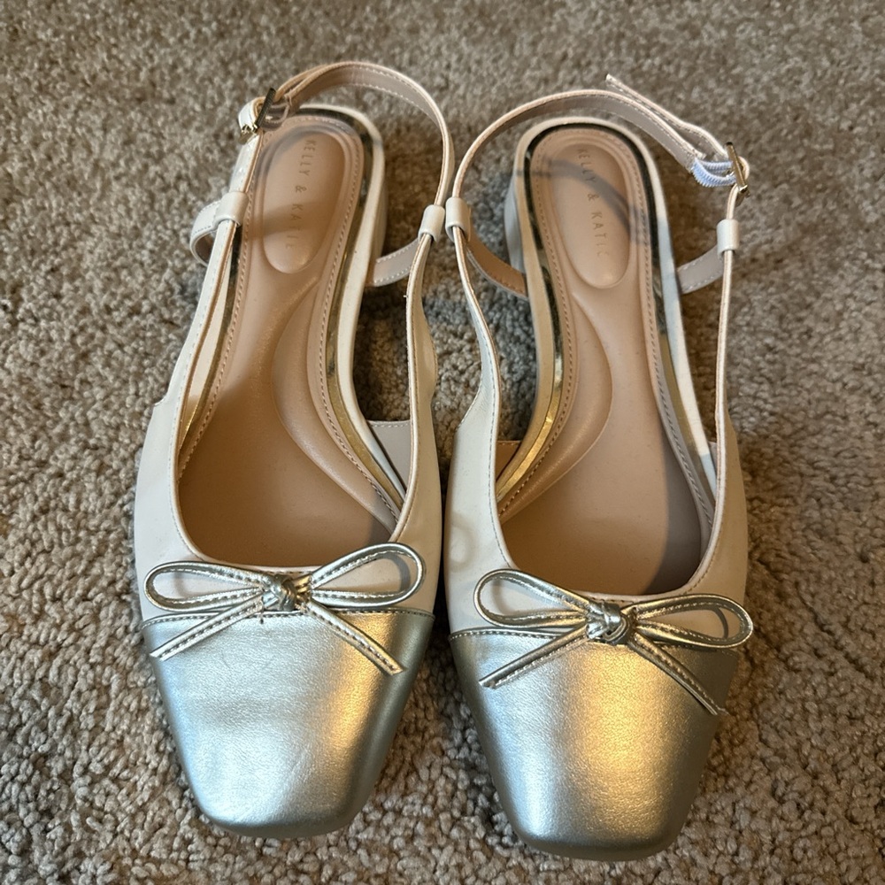 Kelly & Katie Silver and Cream Slingback Flats